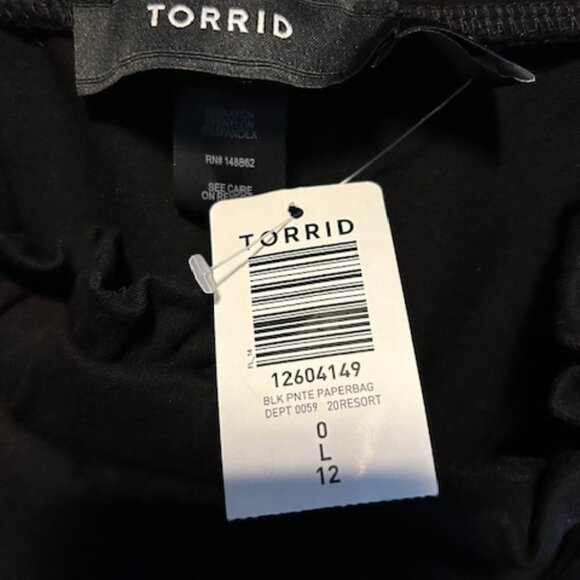 TORRID Deep Black Paperbag Waist Dress Pants in soft Jersey feel fabric. NWT - Picture 3 of 4